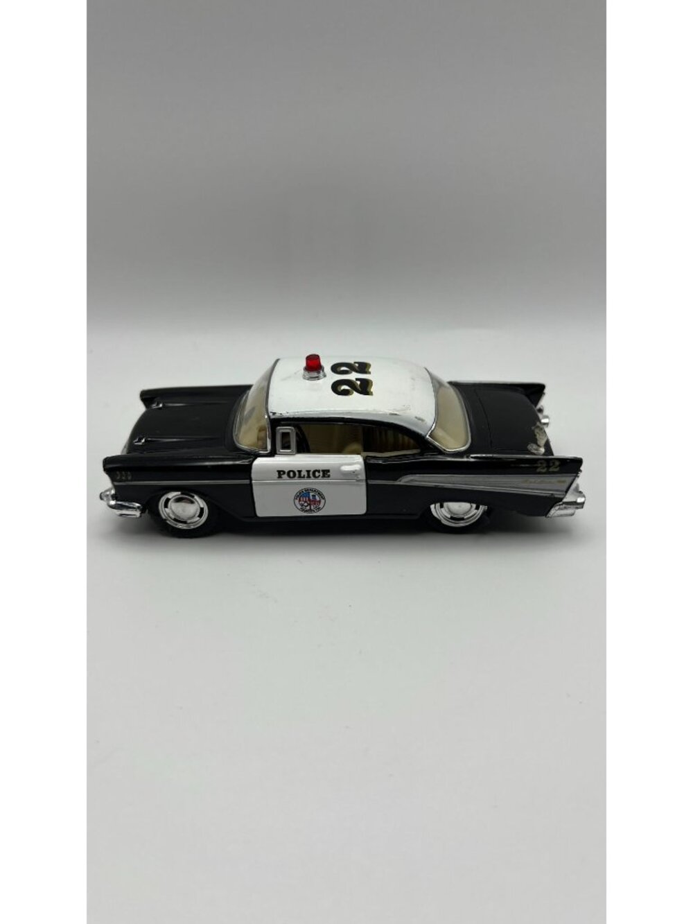 1957 Chevy Bel Air Die-Cast Police Car Black & White 1:40 Scale Collectible Toy